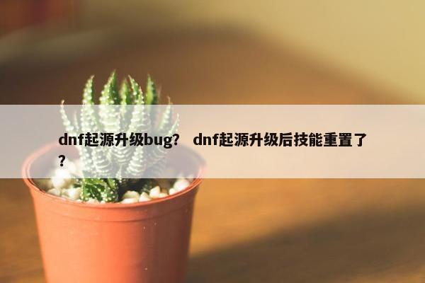 dnf起源升级bug？ dnf起源升级后技能重置了？