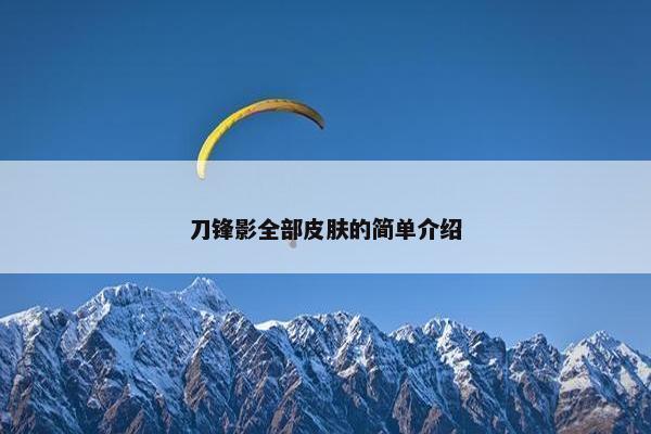 刀锋影全部皮肤的简单介绍