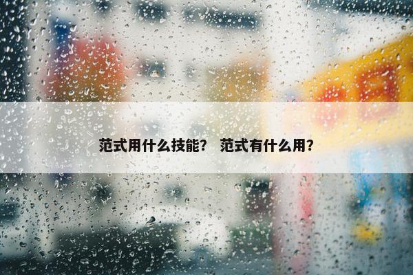 范式用什么技能？ 范式有什么用？