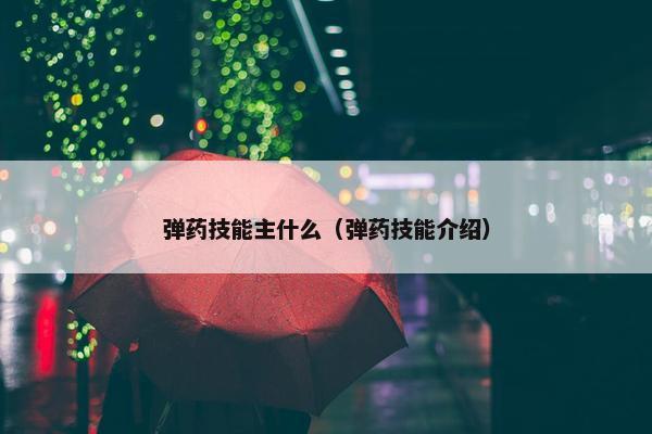 弹药技能主什么（弹药技能介绍）