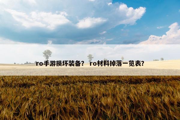 ro手游损坏装备？ ro材料掉落一览表？