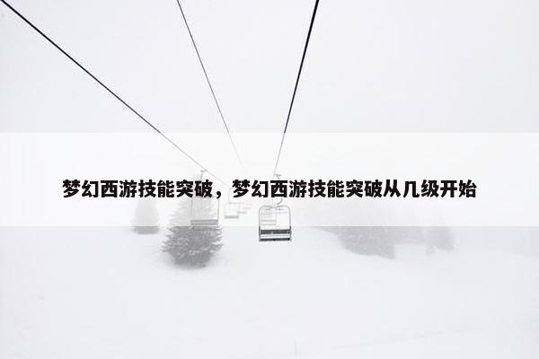 梦幻西游技能突破，梦幻西游技能突破从几级开始