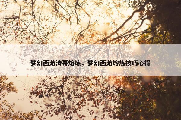 梦幻西游涛哥熔炼，梦幻西游熔炼技巧心得