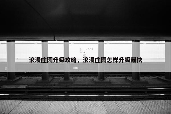 浪漫庄园升级攻略，浪漫庄园怎样升级最快