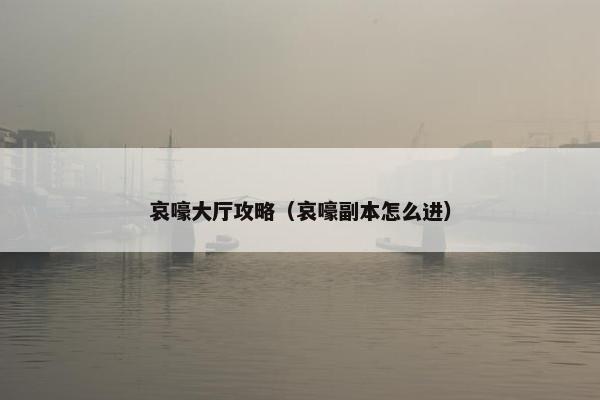 哀嚎大厅攻略（哀嚎副本怎么进）