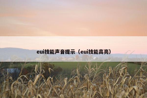 eui技能声音提示（eui技能高亮）