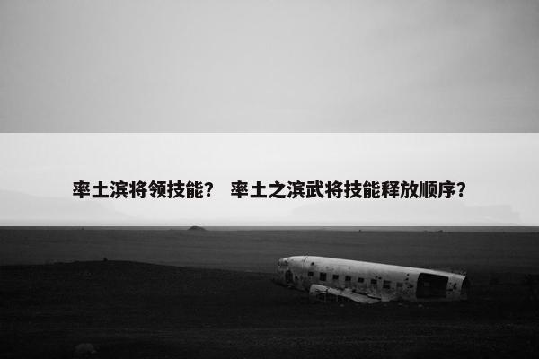 率土滨将领技能？ 率土之滨武将技能释放顺序？