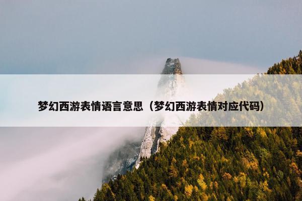 梦幻西游表情语言意思（梦幻西游表情对应代码）