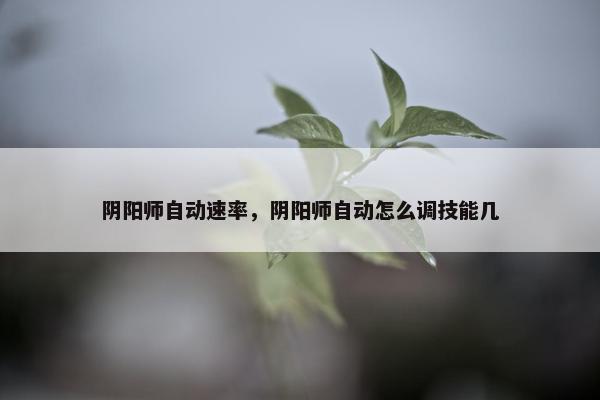 阴阳师自动速率，阴阳师自动怎么调技能几