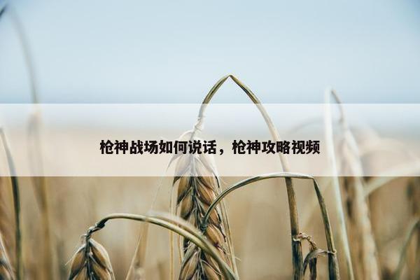 枪神战场如何说话，枪神攻略视频