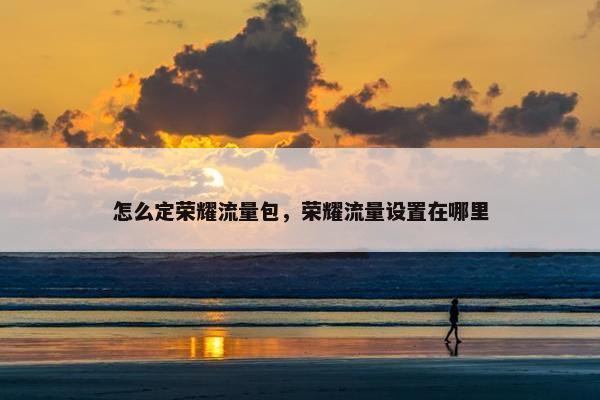 怎么定荣耀流量包，荣耀流量设置在哪里