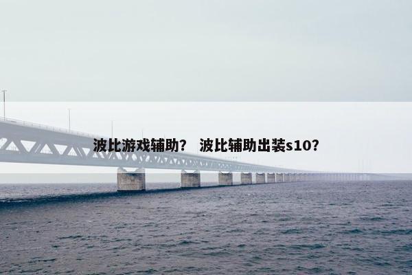 波比游戏辅助？ 波比辅助出装s10？