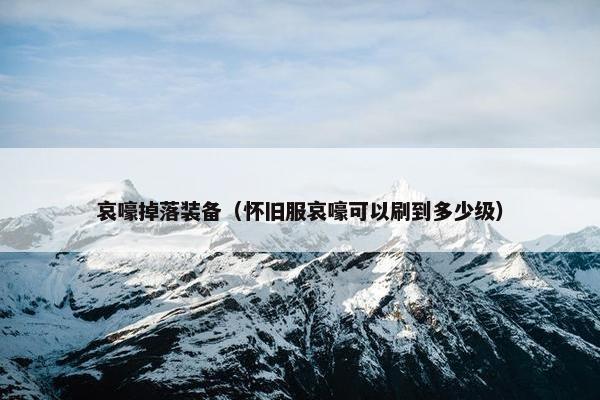 哀嚎掉落装备（怀旧服哀嚎可以刷到多少级）