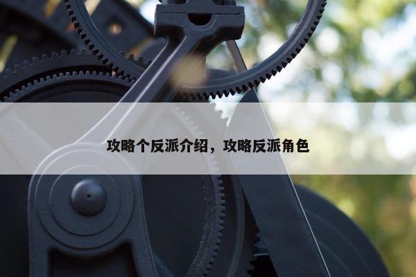 攻略个反派介绍，攻略反派角色