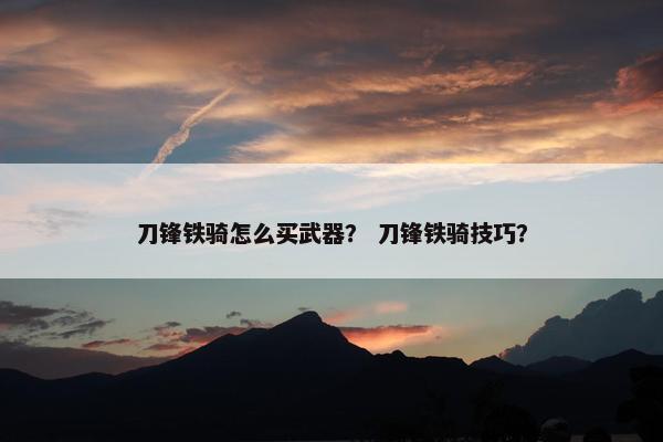 刀锋铁骑怎么买武器？ 刀锋铁骑技巧？