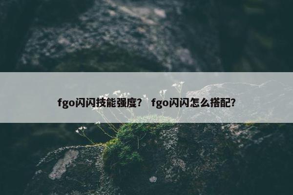 fgo闪闪技能强度？ fgo闪闪怎么搭配？