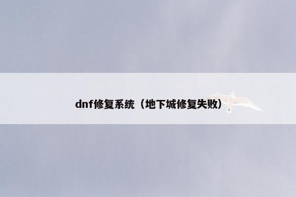 dnf修复系统（地下城修复失败）