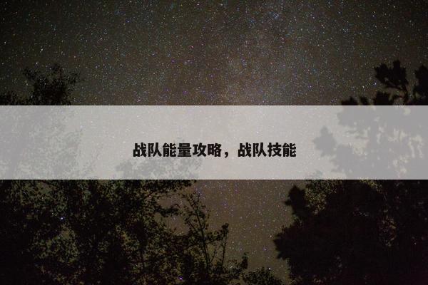 战队能量攻略，战队技能