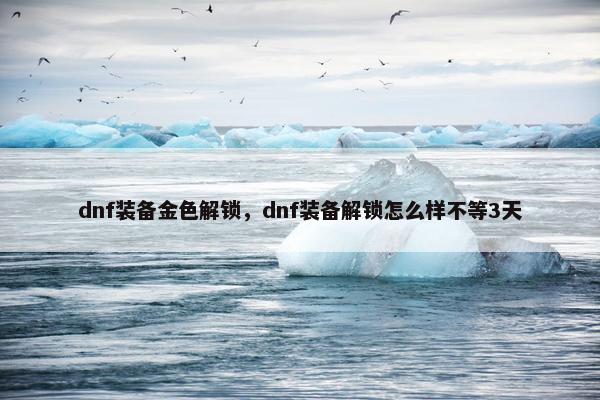 dnf装备金色解锁，dnf装备解锁怎么样不等3天
