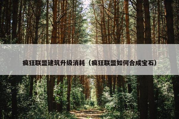 疯狂联盟建筑升级消耗（疯狂联盟如何合成宝石）