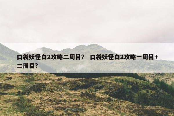 口袋妖怪白2攻略二周目？ 口袋妖怪白2攻略一周目+二周目？