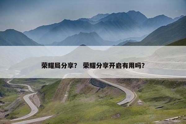 荣耀局分享？ 荣耀分享开启有用吗？
