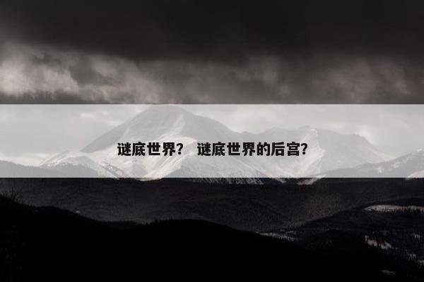 谜底世界？ 谜底世界的后宫？