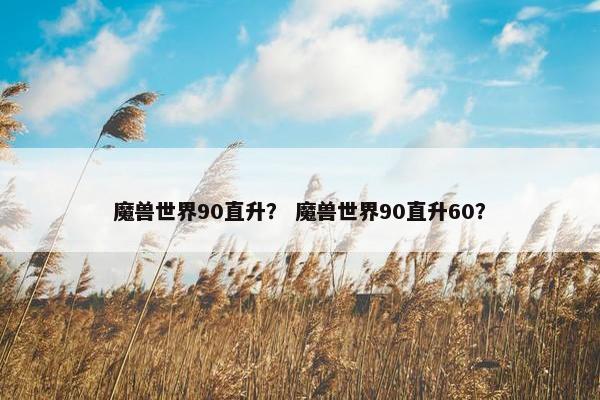 魔兽世界90直升？ 魔兽世界90直升60？