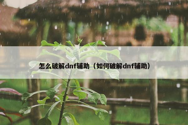 怎么破解dnf辅助（如何破解dnf辅助）