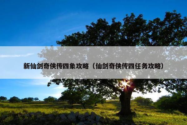新仙剑奇侠传四象攻略（仙剑奇侠传四任务攻略）