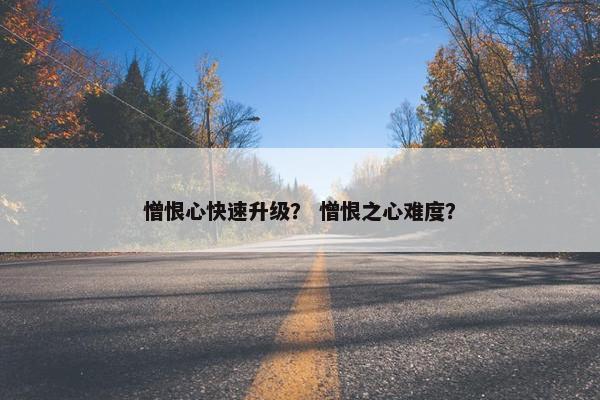 憎恨心快速升级？ 憎恨之心难度？