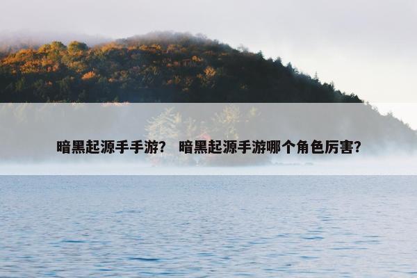 暗黑起源手手游？ 暗黑起源手游哪个角色厉害？