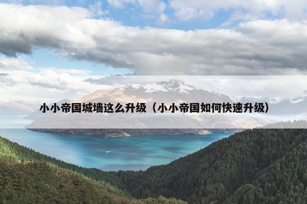 小小帝国城墙这么升级（小小帝国如何快速升级）