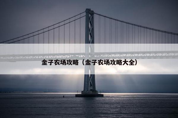 金子农场攻略（金子农场攻略大全）