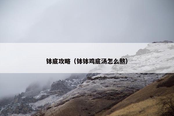 钵底攻略（钵钵鸡底汤怎么熬）