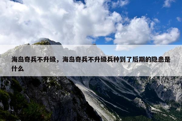 海岛奇兵不升级，海岛奇兵不升级兵种到了后期的隐患是什么