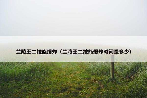 兰陵王二技能爆炸（兰陵王二技能爆炸时间是多少）