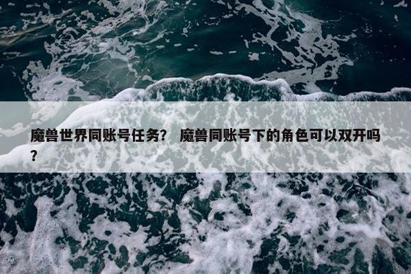 魔兽世界同账号任务？ 魔兽同账号下的角色可以双开吗？