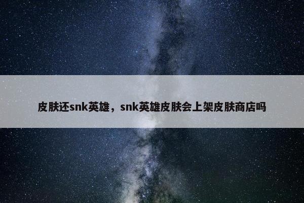 皮肤还snk英雄，snk英雄皮肤会上架皮肤商店吗