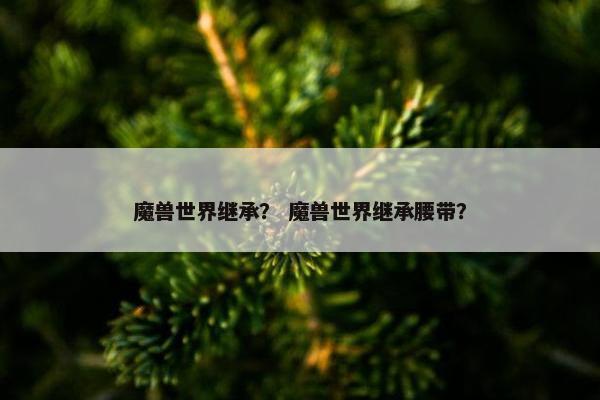 魔兽世界继承？ 魔兽世界继承腰带？