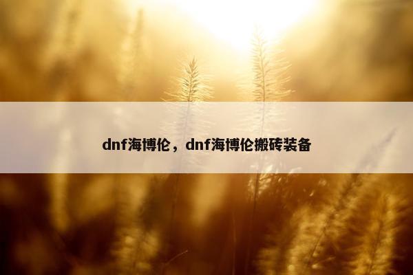 dnf海博伦，dnf海博伦搬砖装备