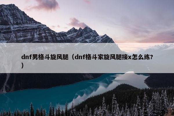 dnf男格斗旋风腿（dnf格斗家旋风腿接x怎么练?）