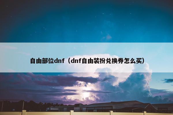 自由部位dnf（dnf自由装扮兑换券怎么买）