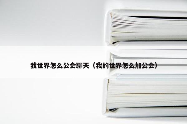我世界怎么公会聊天（我的世界怎么加公会）