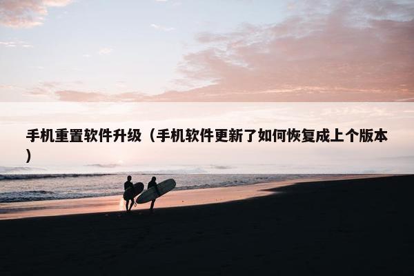 手机重置软件升级（手机软件更新了如何恢复成上个版本）