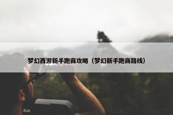 梦幻西游新手跑商攻略（梦幻新手跑商路线）