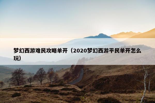 梦幻西游难民攻略单开（2020梦幻西游平民单开怎么玩）