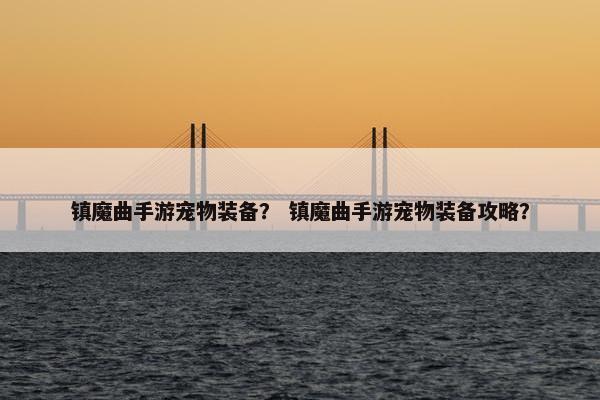 镇魔曲手游宠物装备？ 镇魔曲手游宠物装备攻略？