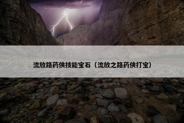 流放路药侠技能宝石（流放之路药侠打宝）