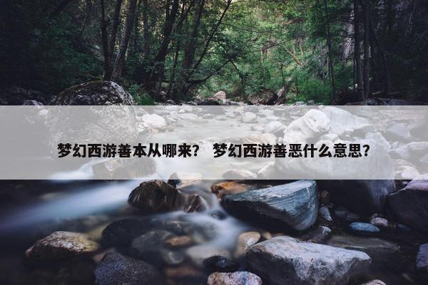 梦幻西游善本从哪来？ 梦幻西游善恶什么意思？